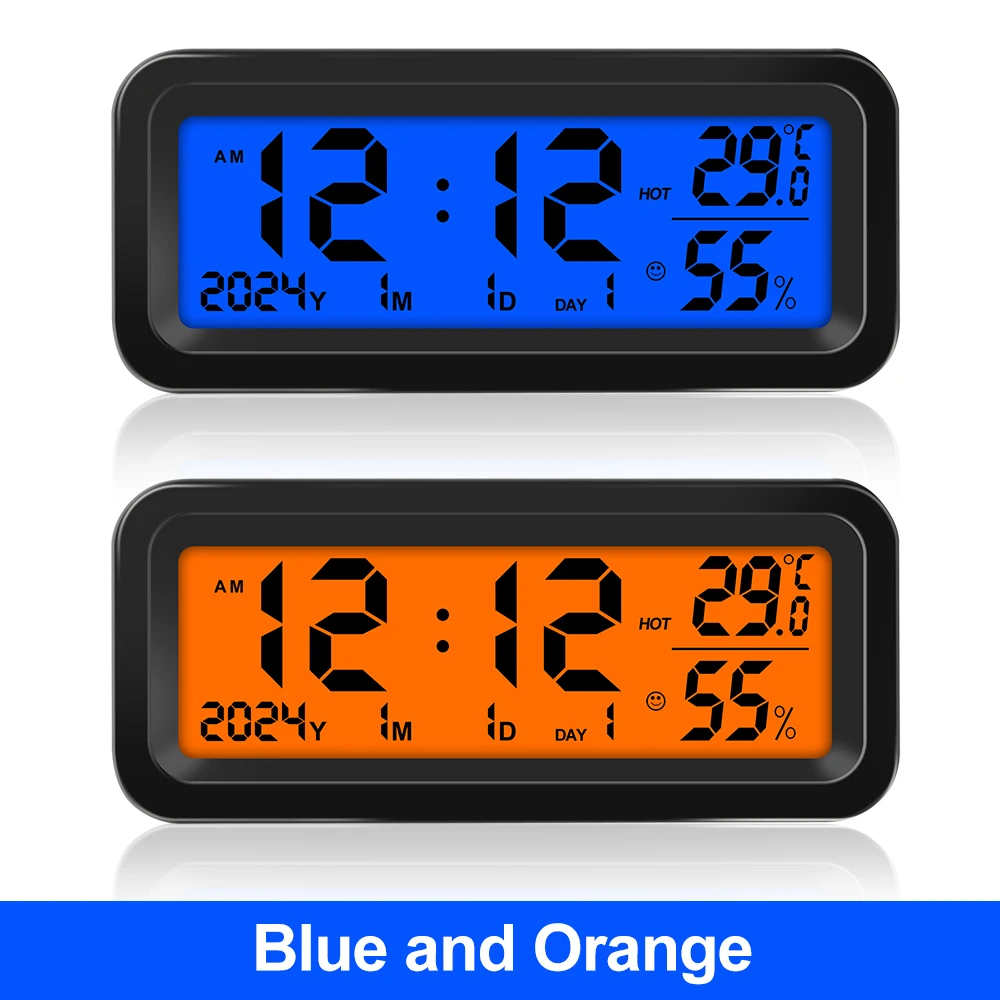 

Цифровые Автомобильные часы на солнечной батарее, ЖК-дисплей с подсветкой для приборной панели, даты, недели, температуры и влажности