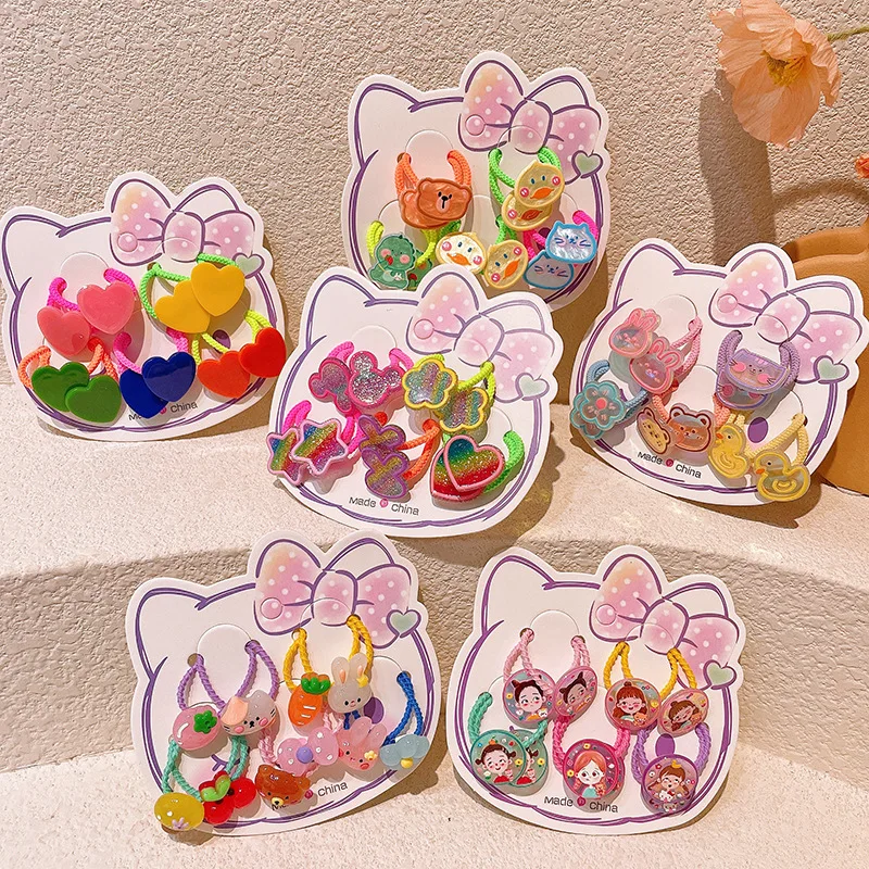 

10pcs Girl Baby Women Cute Cartoon Small Elastic Hair Band Tie Scrunchies Hair Ring Rope Accessories Headwear