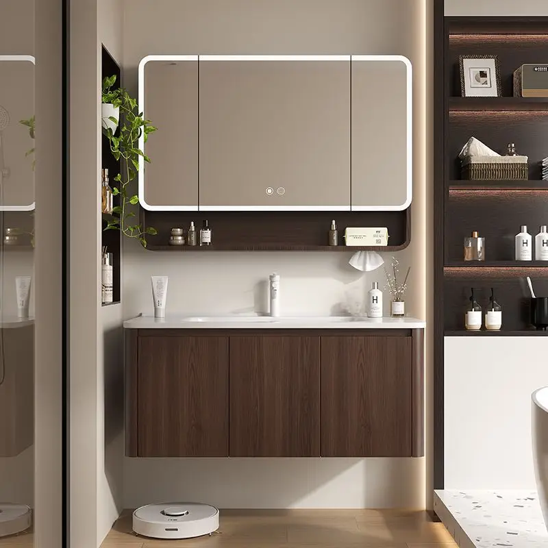 Ореховый сотовый алюминиевый дуговой шкаф для ванной комнаты керамический