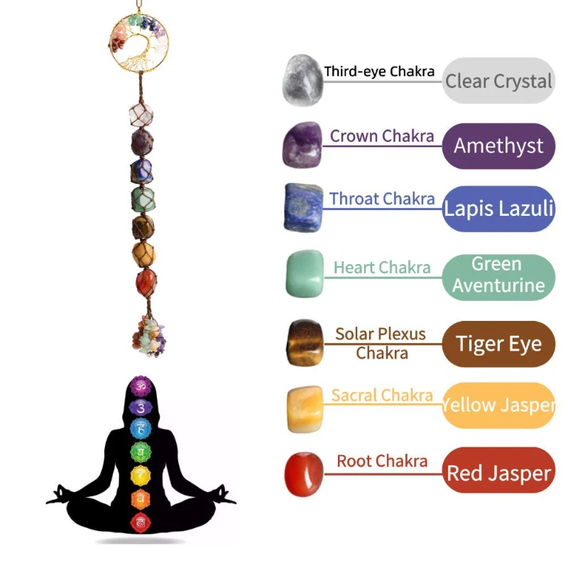 

Crystal Lucky Tree Healing Crystal Feng Shui Hanging Ornament 7 Chakra Wall Ornament Meditation Hanging Ornament Window Ornament