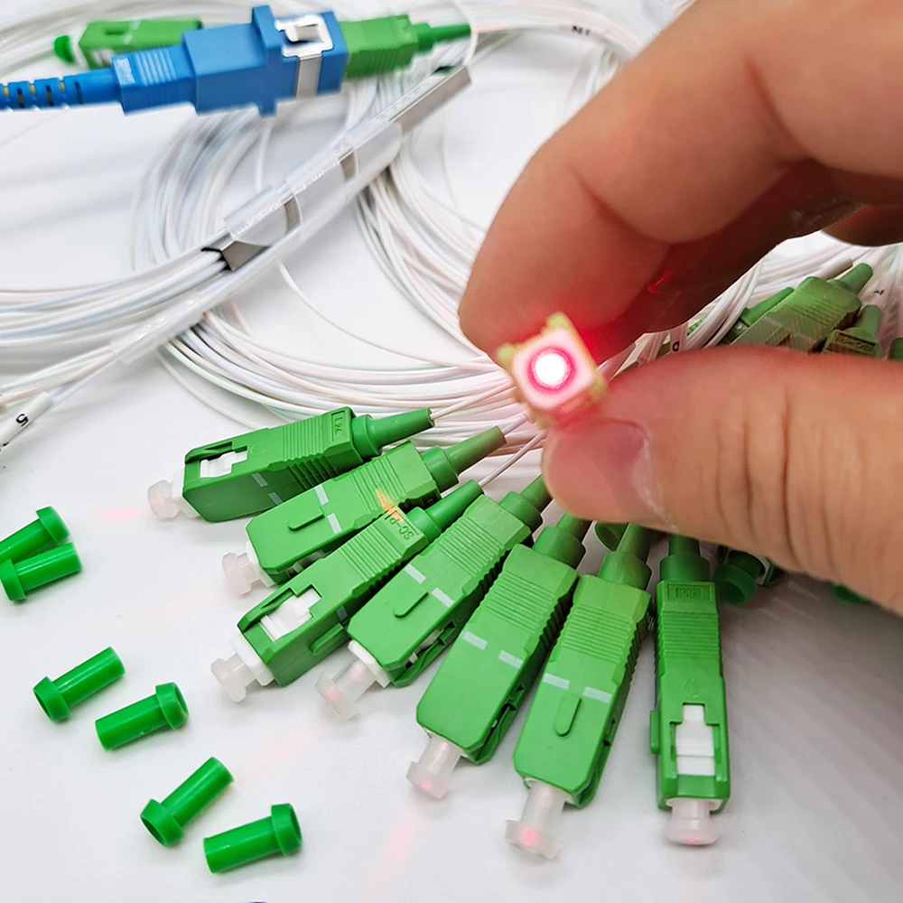 10 PCS/Lot 1X2 1X4 1X8 1X16 1X32 PLC SC/APC SM Single Mode 0.9mm G657A1 LSZH 1m FTTH Fiber Optic Splitter