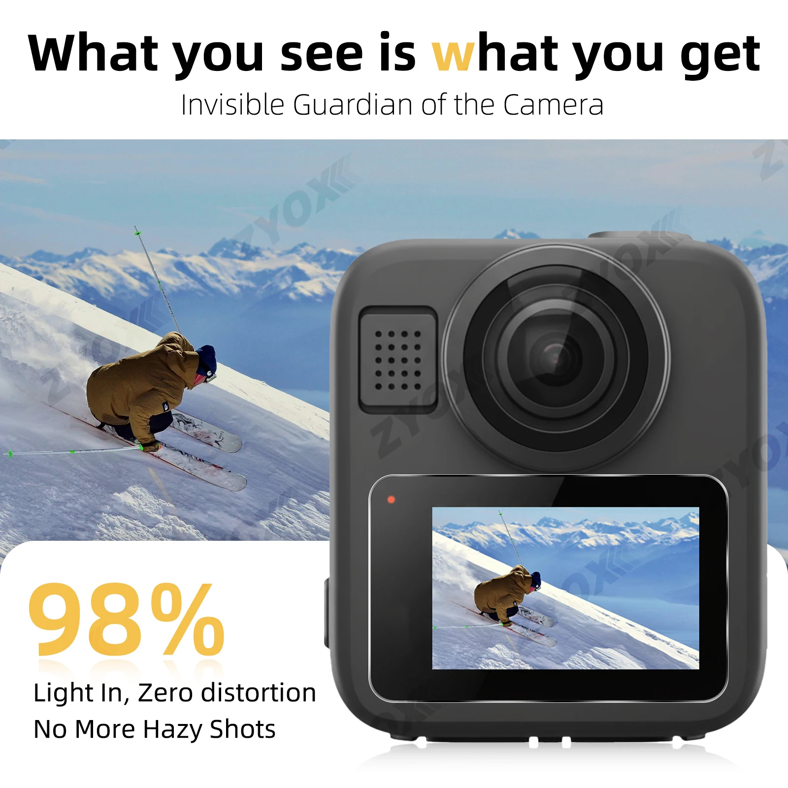 Защитная пленка для экрана GoPro MAX 2, HD прозрачная защитная пленка из закаленного стекла с защитой от царапин и отпечатков пальцев для аксессуаров MAX2 (art.: 3920d2bfa7c2b) - 3920d2bfa7c2b