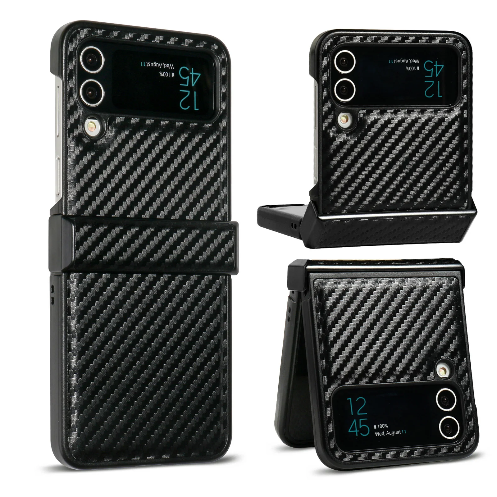

Carbon Fiber Leather Case For Samsung Z Flip 4 Cases Covers Samsung Galaxy Z Flip 4 3 Flip4 Flip3 Back Phone Fundas Coque Capa
