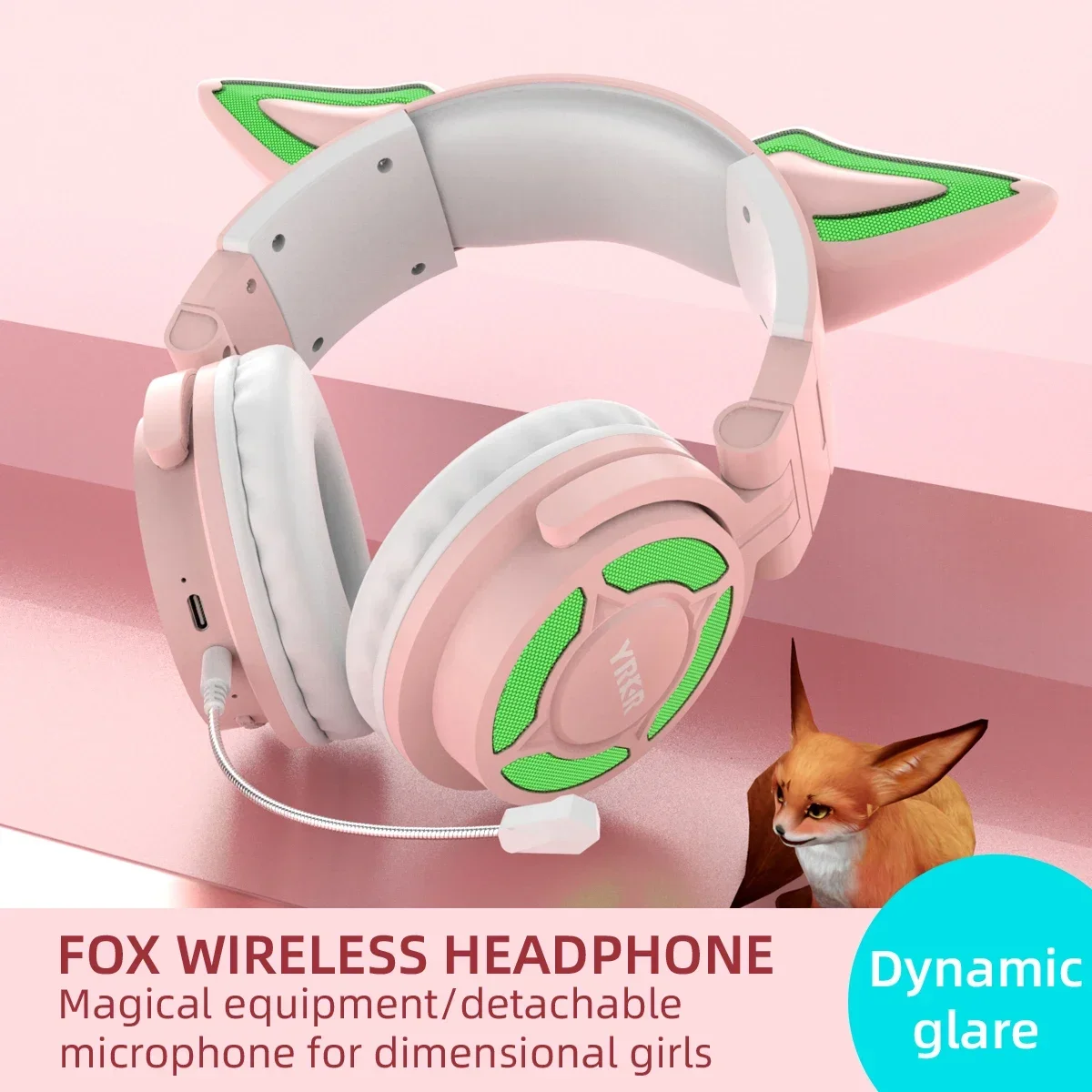 

New Yaken Fox Cat Ear Bluetooth Headset Head-mounted Luminous E-Sports Game Live Broadcast Headset Smart Wireless Headphones