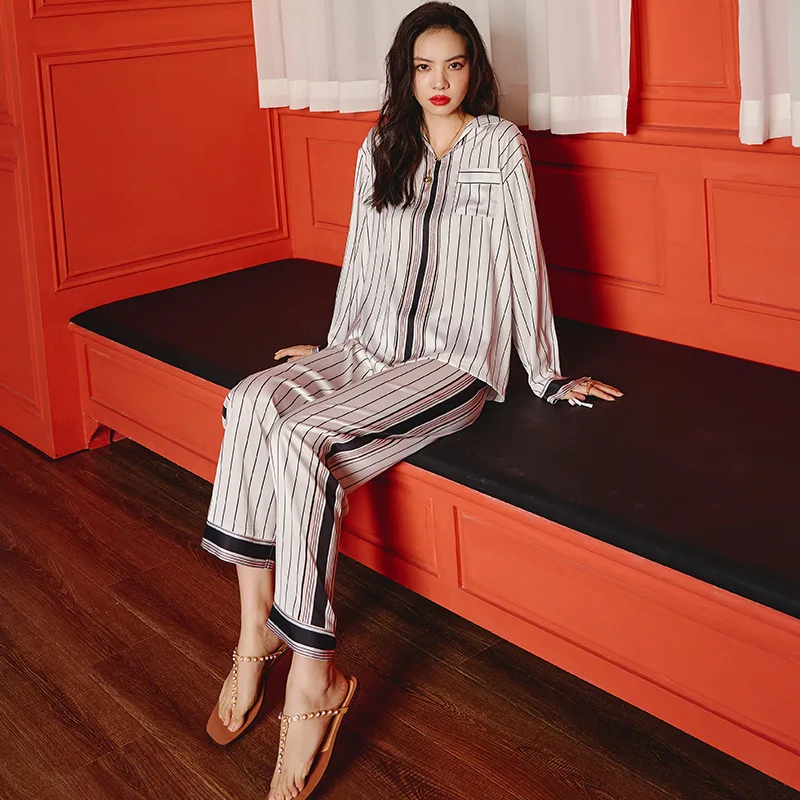

Summer Women Printed Satin Soft Nightwear Sexy Long Sleeve Shirt Pants Pajamas Sleepwear Homewear Bride Bridesmaid Pyjamas