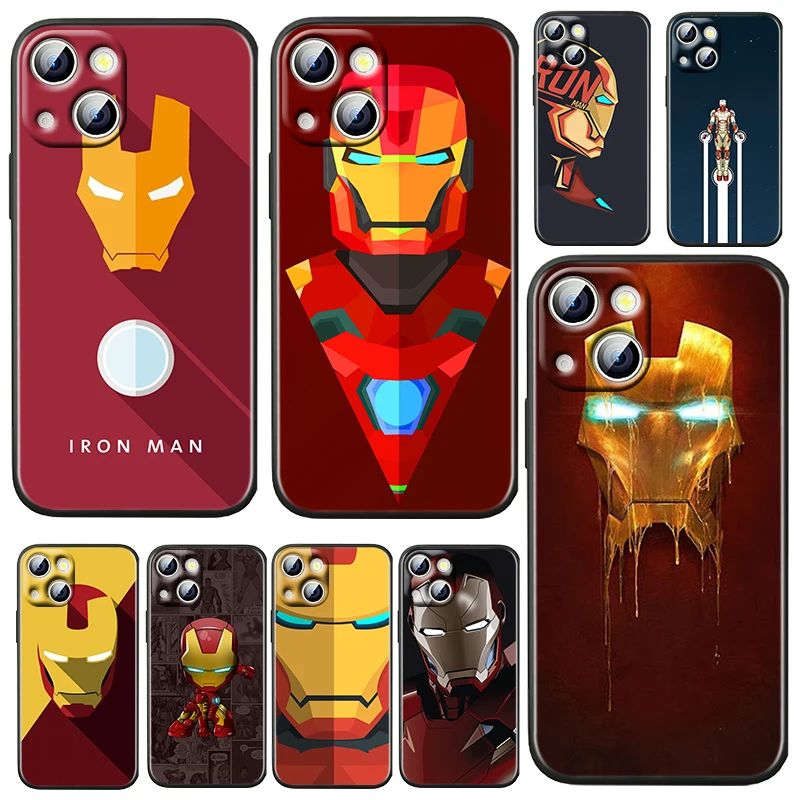 

Marvel Iorn Man Cartoon For Apple iPhone 13 12 11 Pro Max Mini XS Max X XR 6 7 8 Plus 5S SE 2020 TPU Soft Black Phone Case Coque