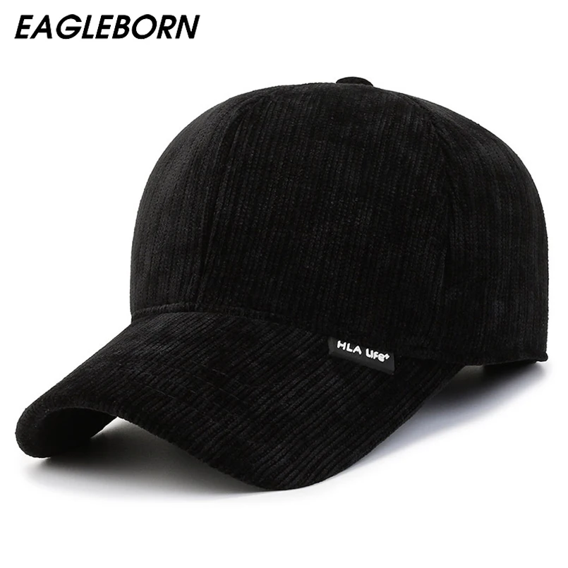 

Новинка, зимняя бейсболка EAGLEBORN, Вельветовая полосатая теплая зимняя шапка, Мужская бейсболка, утепленная хлопковая шапка, шапка для папы, Повседневные шапки для мужчин