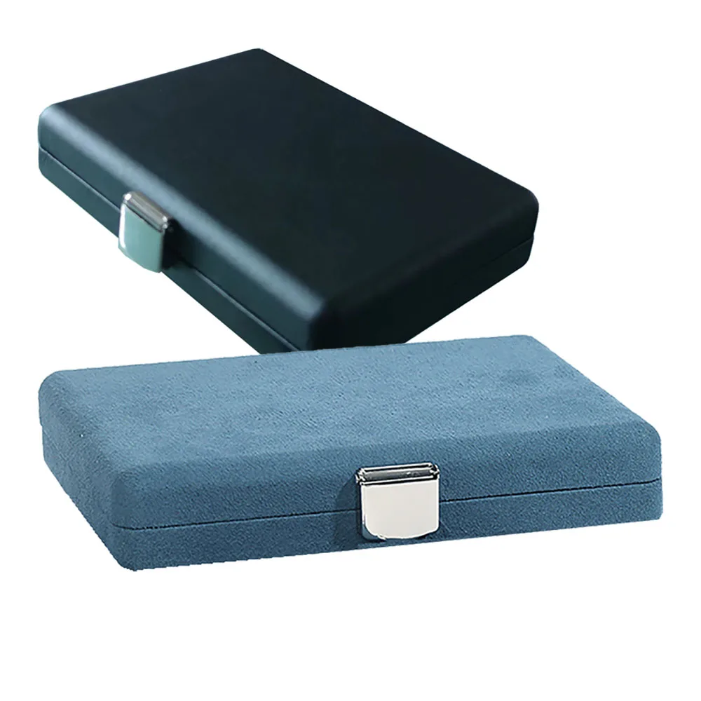 Quality Blue Microfiber Diamond Storage Box Black PU Gemstone Organizer Exhibition Case Gems Stone Package Carring Box Showcase