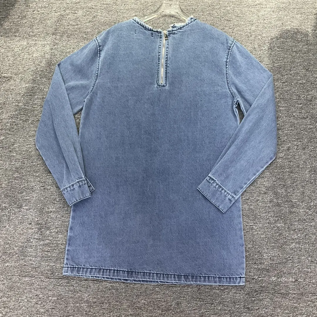 

2023 New Tops Women's y2k Autumn Washed Light Blue Denim Dress Is Very Design Senior Upper Body Age Reduction Cute