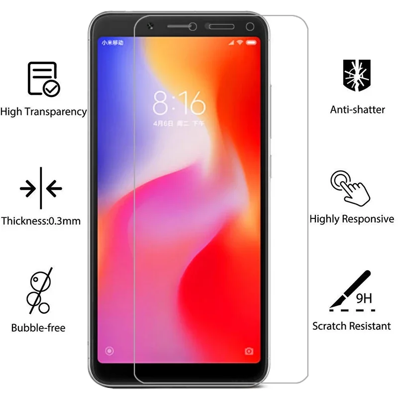Закаленное стекло для защиты экрана xiaomi redmi 6a 6 pro a a6 6pro чехол redmi6 redmi6a защитный