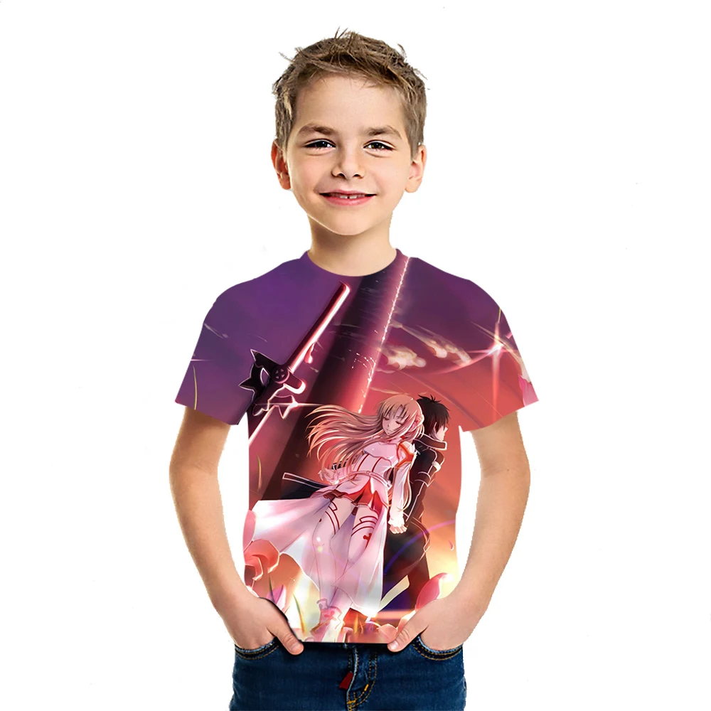 

Футболка с 3D рисунком из меча для мальчиков и девочек, из хлопка с анимационной игрой, повседневная классическая уличная одежда в стиле Харадзюку с коротким рукавом