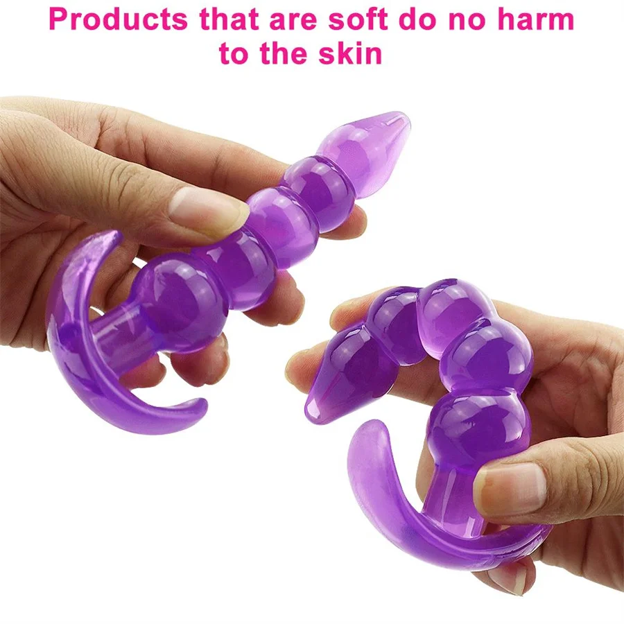 Силиконовая анальная пробка фаллоимитатор массажер простаты бусины стимулятор