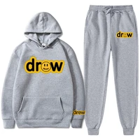 autumn fashion drew house fashion justin bieber suit fleece hoodie trousers thick warm sports suit mens and womens hoodie