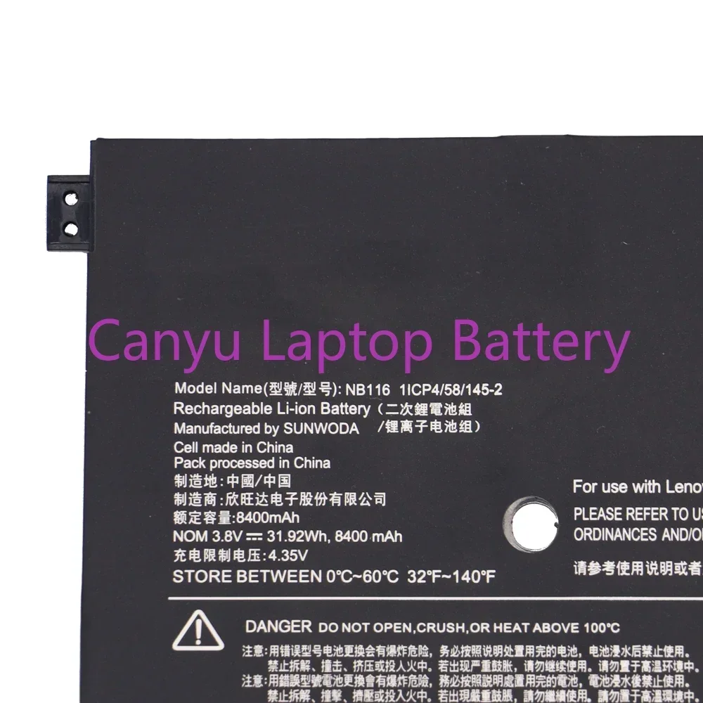 NB116 для Lenovo Ideapad 100S 100S-11IBY 100S-80R2S серии 0813001 1ICP4 145-2 5B10K37675 Новый аккумулятор ноутбука