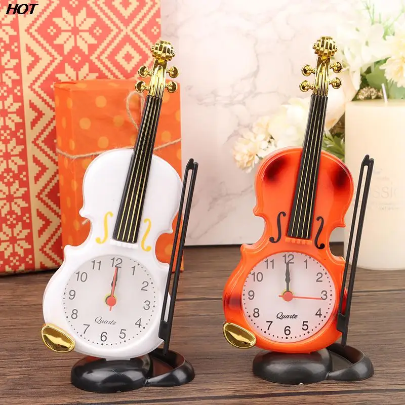 

1PC Creative Violin Students Use Alarm Clock Fashion Simple European Style Children's Cute Cartoon Bedside Clock Retro Ornament