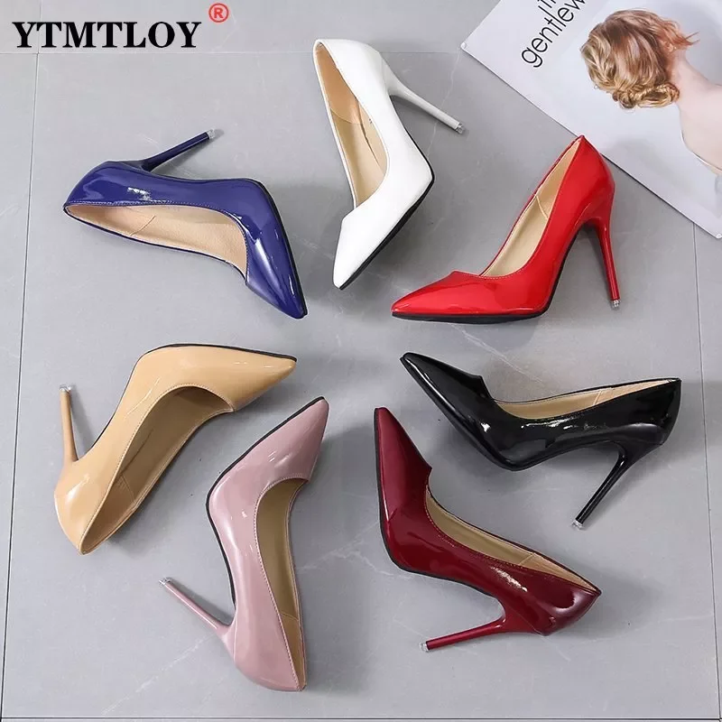 

2022New Women Shoes Pointed Toe Pumps Patent Leather Dress High Heels Boat Wedding Zapatos Mujer Black GLADIATOR Casual Stripper