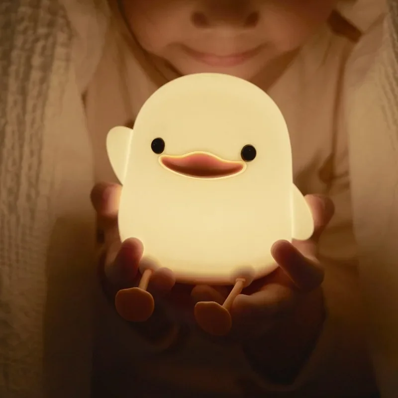 

Duck Touch Sensor Mood Light LED Cartoon Silicone Night Light USB Rechargeable Lamp Beside Table for Children Bedroom Decoration