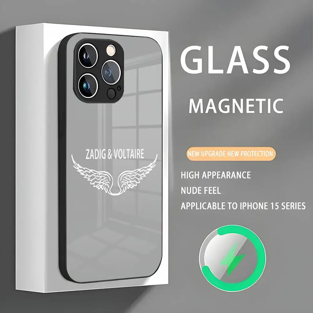 Чехол для телефона Zadigs V-Voltaires Iphone 16 Pro Max чехол 15 14 13 12 11 X XR XS XSMAX 8 Plus Mini стеклянный