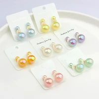 rainbow acrylic resin stud earrings round imitation pearl imitation earrings for women bulk items wholesale earing making kits