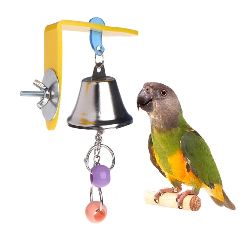 

2022 New Parrot Bell Toys Birds Chewing Hanging Cage Bite Accessories Parakeet Beads Play