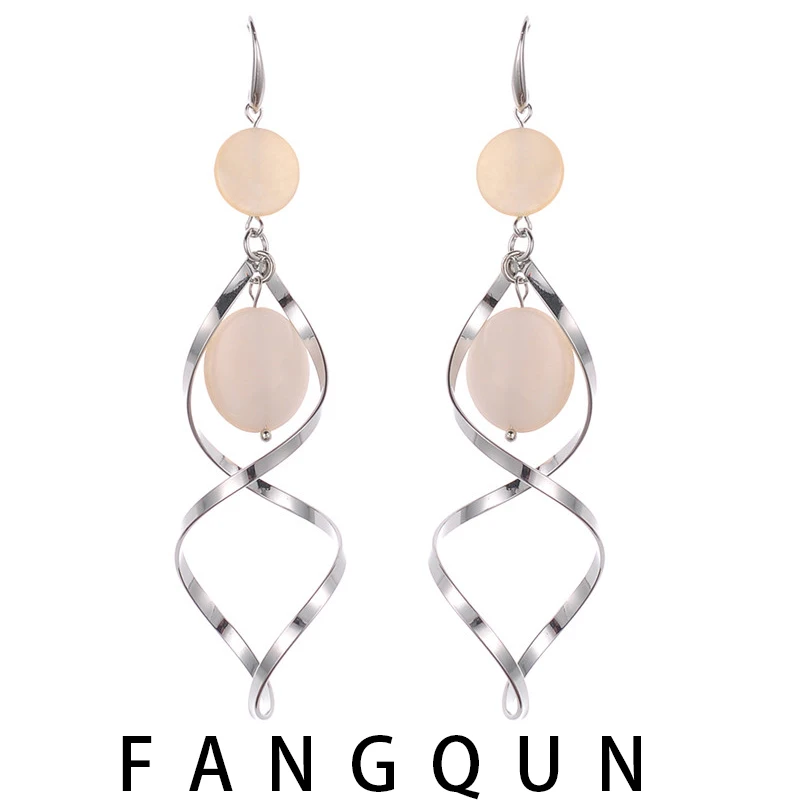 Модные металлические спиральные простые большие серьги золотого и серебряного