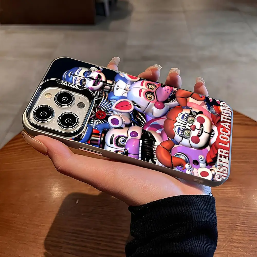 Чехол для телефона Fnaf Five-nights-At-Freddys матовый серебристый чехол Iphone 16 15 14 Pro 13 12 Plus 11 7