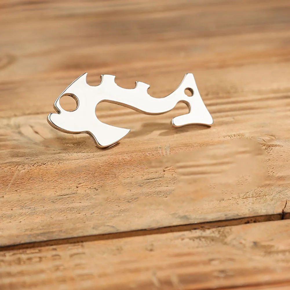 

Fish Shaped Small Outdoor Bottle Opener Metal Gift Opener Keychain Key Ring Stainless Steel Keyring Survival Camping Tool