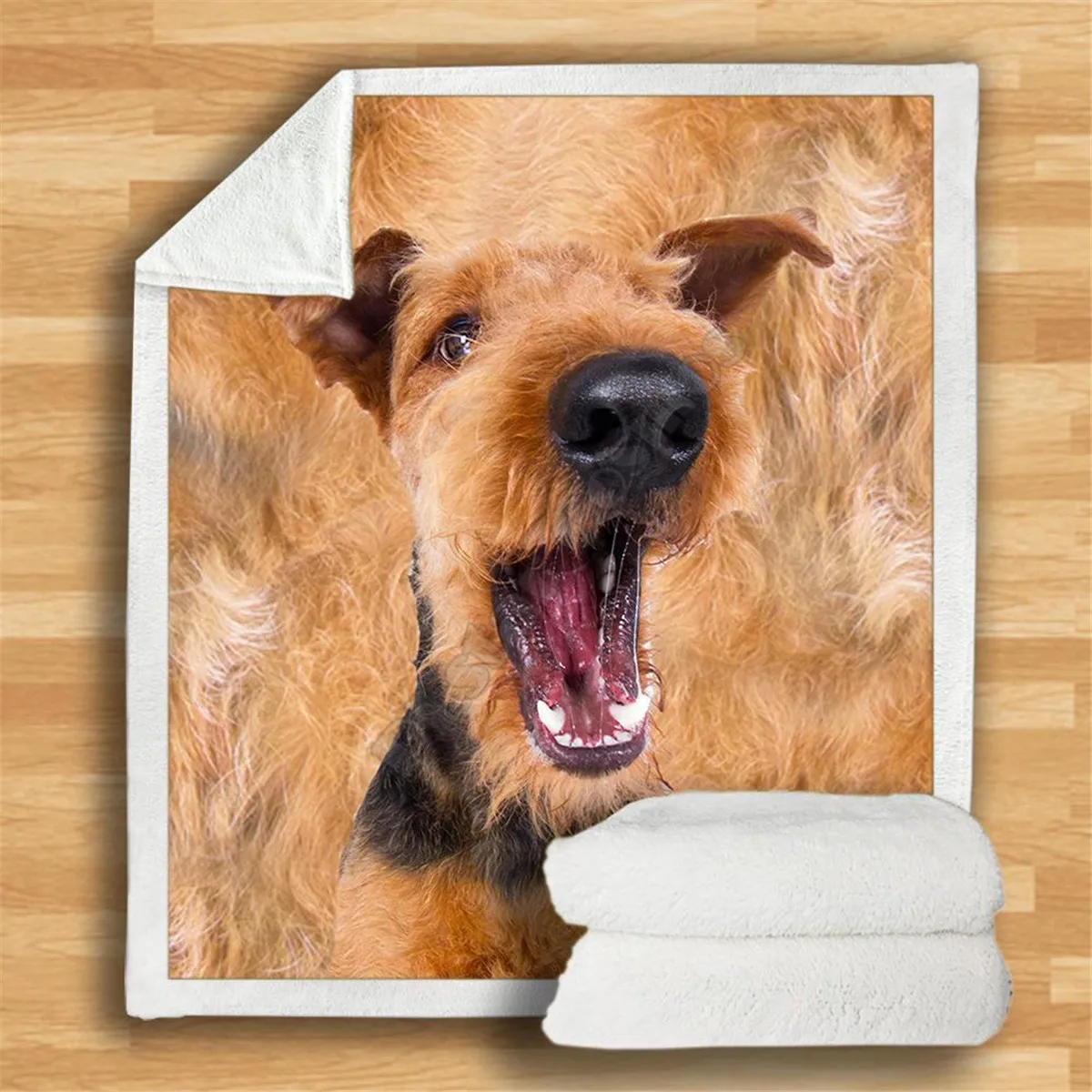 

Airedale Terrier Cozy Premium Fleece Blanket 3D Printed Sherpa Blanket on Bed Home Textiles