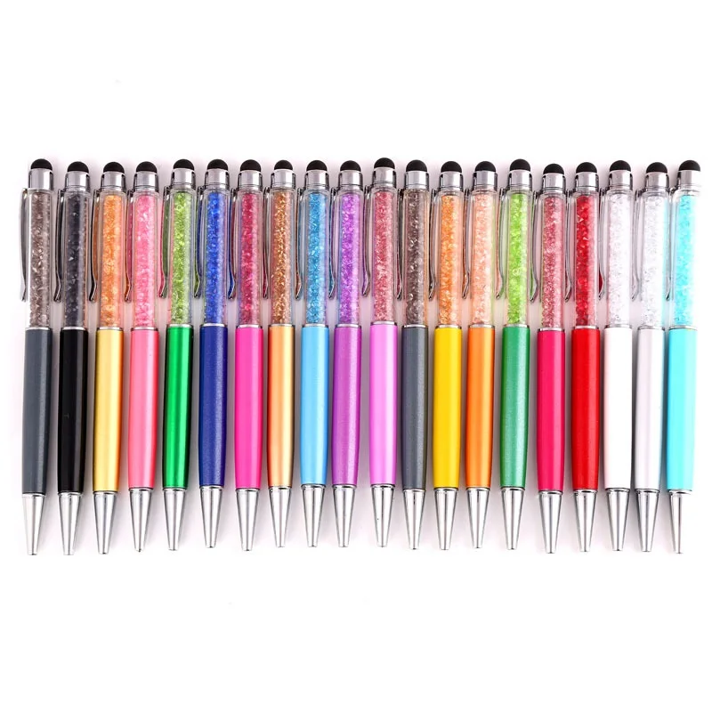 

10-100pcs Bling 2 in 1 Colorful Crystal Capacitive Touch Stylus BallPoint Pen For iPad iPhone 12 13 Samsung Android phone