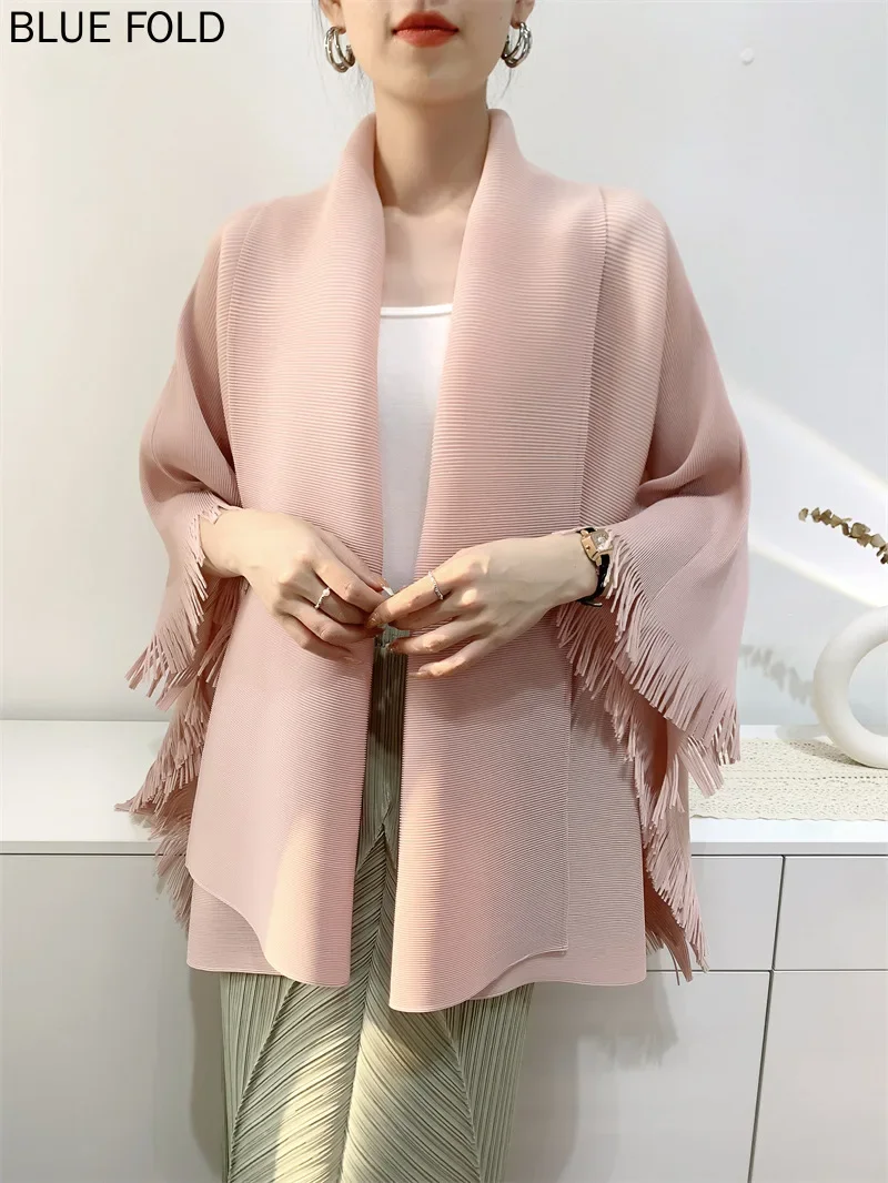 MIYAKE PLEATS Casaco Femini весенне-осенний кардиган с шалью и кисточками женское свободное