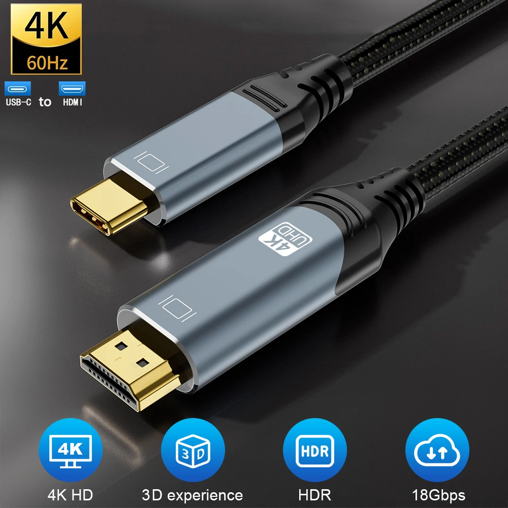 USB C to HDMI Cable 4K Type C to HDMI Cable 4K 60Hz 2K 120Hz eARC HDCP Thunderbolt 3/4 Adapter for MacBook Pro Air iPadPro S20