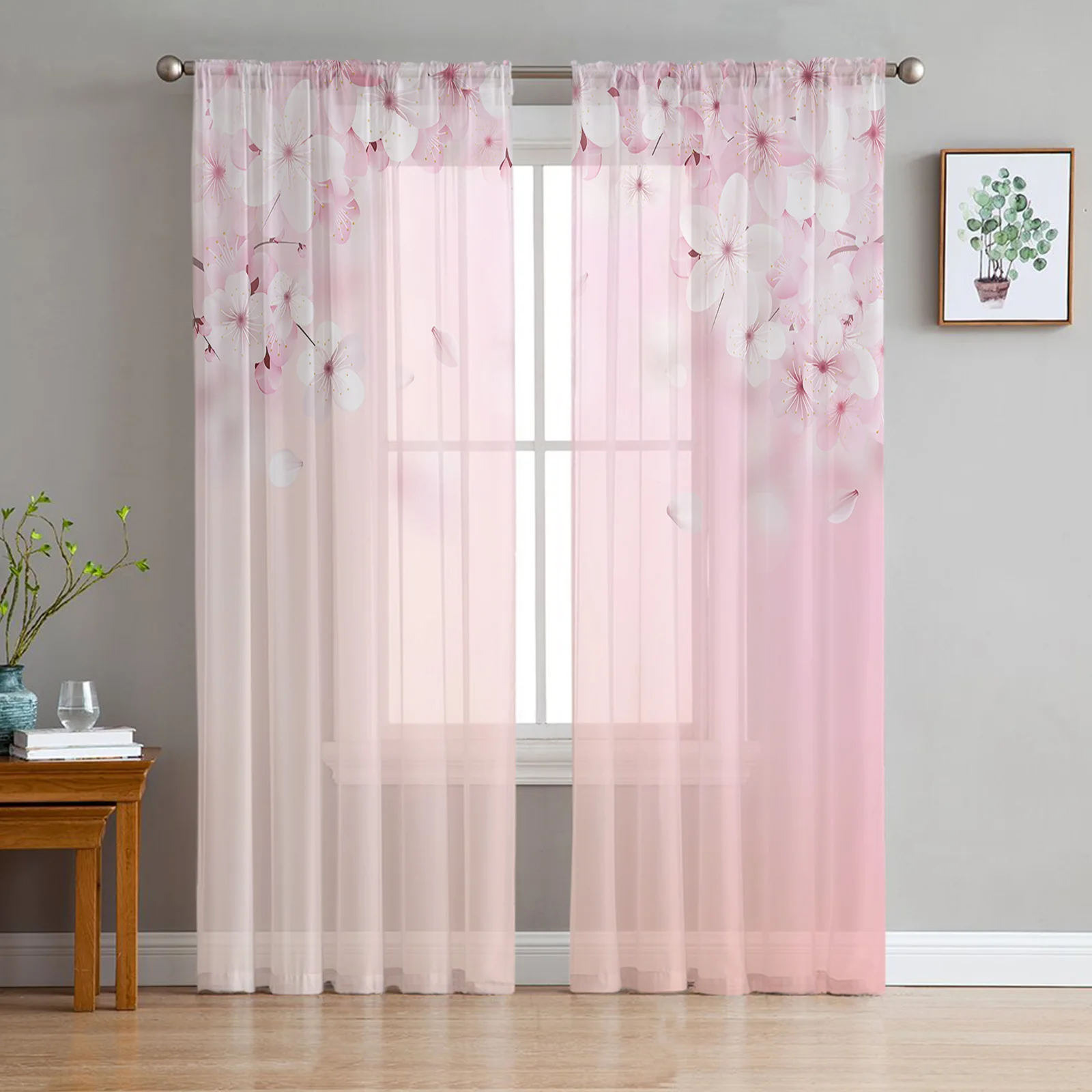 

Тюлевые занавески с розовыми лепестками, весенние полупрозрачные шторы из вуали для гостиной, кухни, спальни, окна