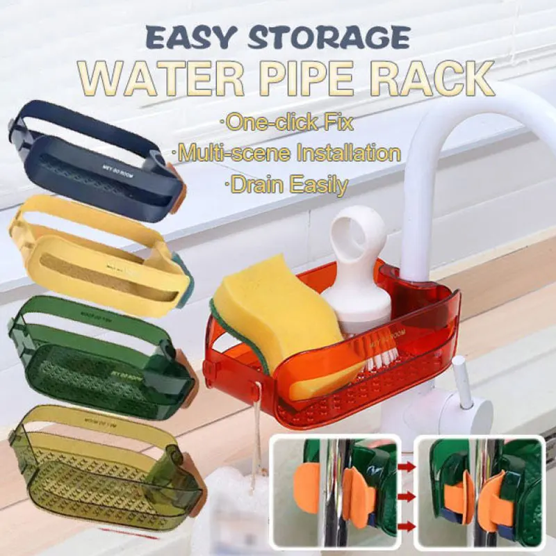 

2 In 1 Home Sink Sponge Holder Faucet Storage shelf Adjustable Soap Dishcloth Rag Storage Shelf Kitchen Kitchen Accessories