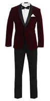 mens suits slim fit wedding tuxedo burgundy with black shawl lapel velvet groom tuxedos jacket pants prom party blazer formal