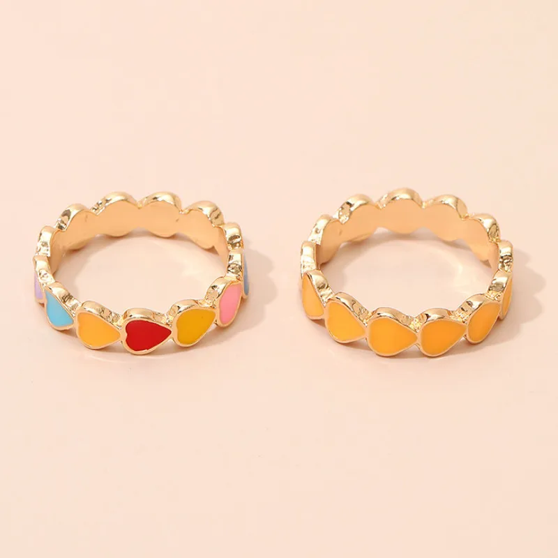 

Sweet Cute Rings Fashion Womens Girls Heart Dripping Oil Knuckle Ring Jewelry