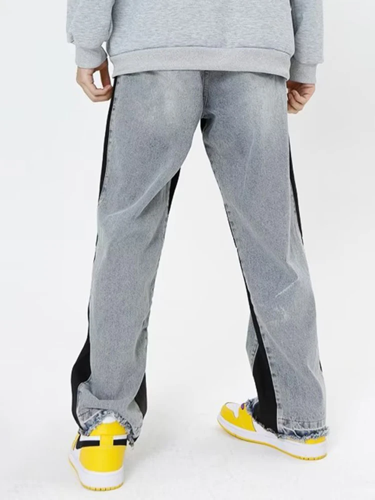 Baggy Jeans Embroidery Pattern Street Men Motorcycle Pant Pantalon Homme Trendy Jean Punk Denim Long Pants Hip Hop Jean Men