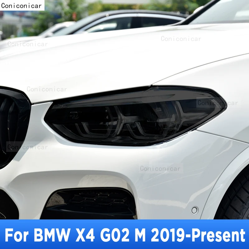

2 Pcs Car Headlight Protective Film Headlamp Transparent Black TPU Sticker For BMW X4 M G02 2019 2020 Accessories Self Healing