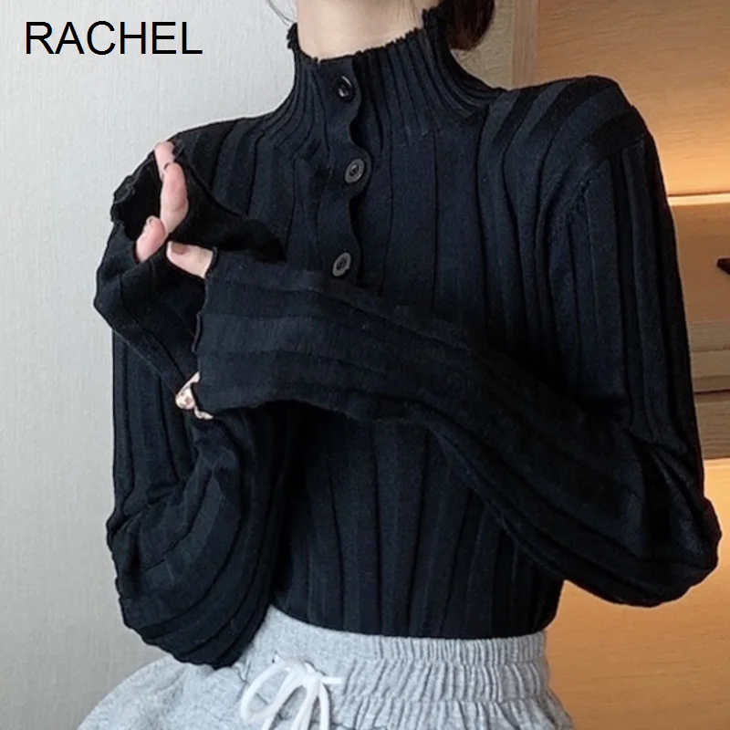 Женское осенне-зимнее пальто с высоким воротником и свитером внутри 2021 черный