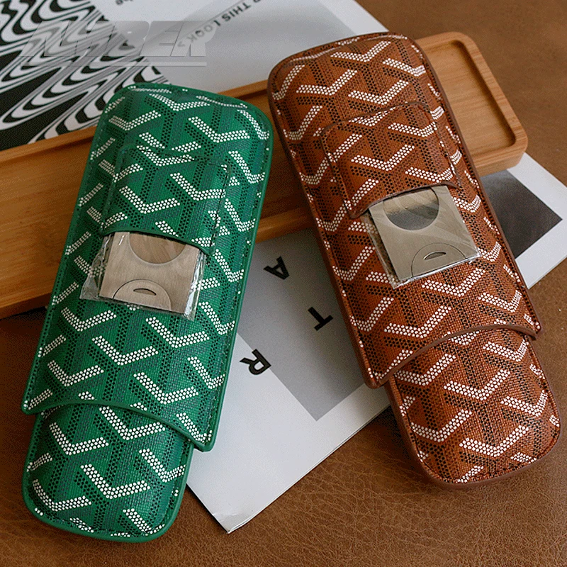 

Travel Cigar Case Leather Humidor Cigar Cedar Wood Box Pocket Portable 2 Cigars Tube Holder Mini Outdoor Humidor Gadget