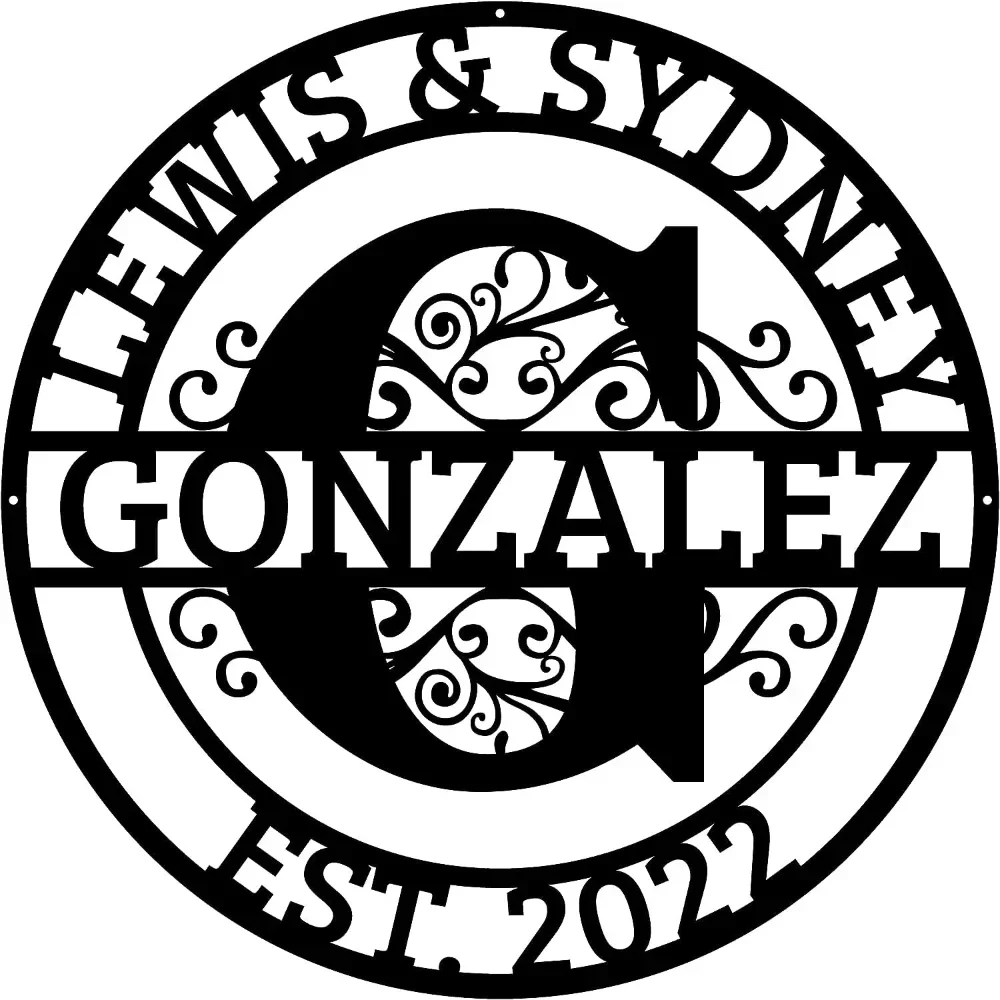 1 шт. металлическая вывеска с последним именем пары монограммой свадебная дата