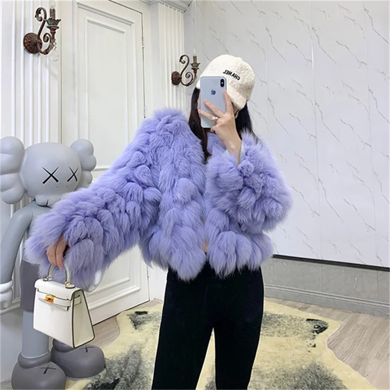 

Women's Winter Fur Coat New High-end Fashion Fox Fur Car Strip Fur Soft Loose Temperament Fur Coat Thick Warm Real Fox Fur Coat