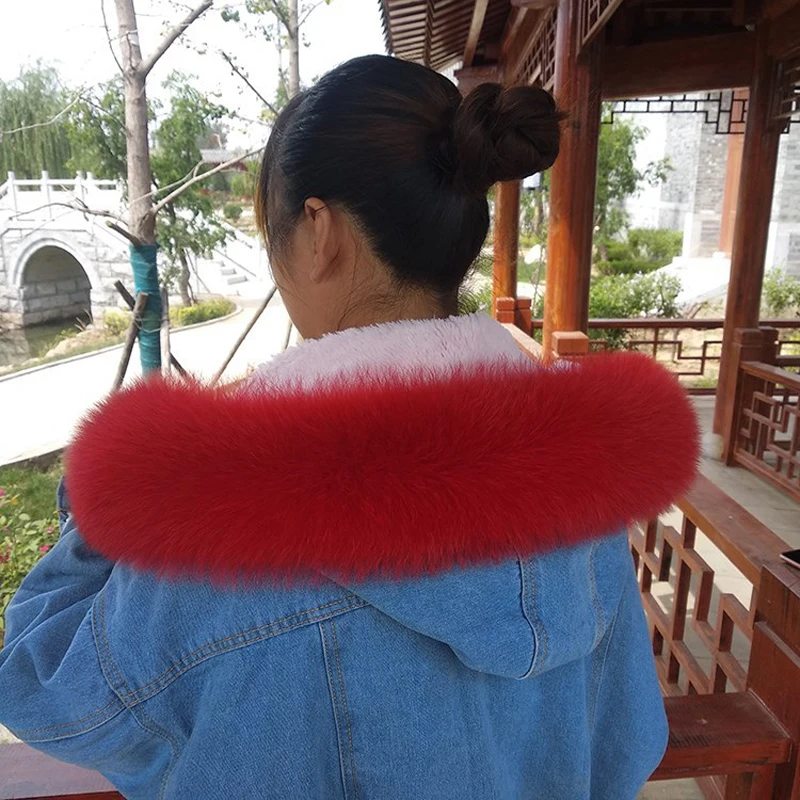 

Winter Fashion Faux Fox Fur Scarf Hood Women's Fur Collar Real Raccoon Fur Scarf Warm For Coat Fashion Luxury Brand Shawl