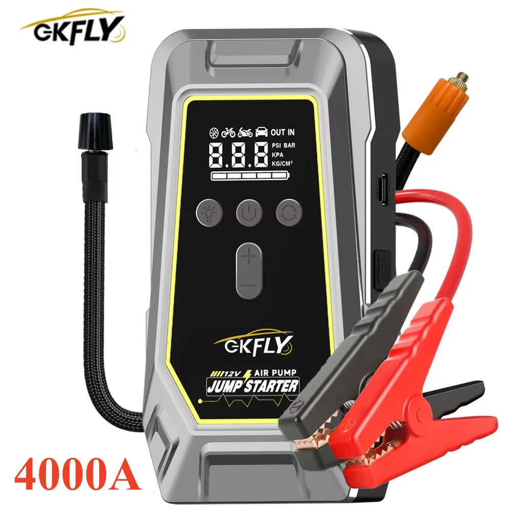 

Портативный автомобильный стартер 4000А, внешний аккумулятор 12 В, пусковое устройство 150PSI, воздушный насос, автомобильный аккумулятор, усилители, аварийный автомобильный стартер