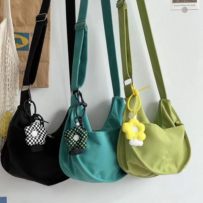 Women Shoulder Bags Female Student Bag Shopping Messenger Small Bag Canvas Dumpling Bags Light Exquisite Portable Crescent Bag