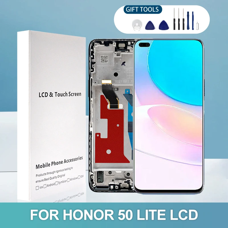 

1 шт., 6,67 дюйма для Huawei Honor 50 Lite, ЖК-дисплей с сенсорным цифровым преобразователем в сборе, телефон, экран дисплея, бесплатная доставка
