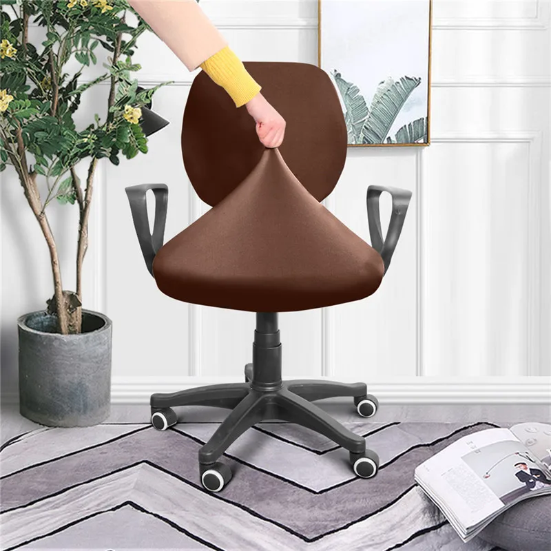 

1set Office Computer Chair Covers Polyester Split Armchair Seat Cover Office Anti Dust Universal Solid