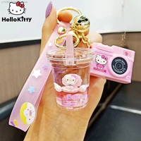 sanrio hello kitty kuromi keychain simulation luminous camera cartoon pendant couple school bag pendant car keying accessories