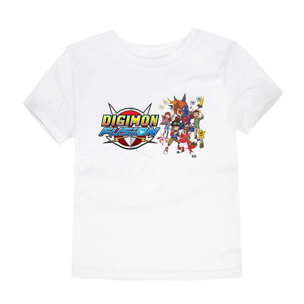 

Digimon аниме 2D модная футболка с принтом для детей 4-14 мальчиков четыре сезона Удобная футболка с круглым вырезом и коротким рукавом для девоче...