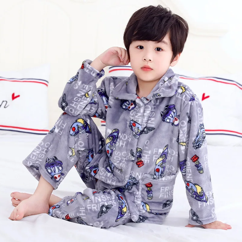 

Warmed for winter Pijamas Kids Flannel Pijama set Baby boy girl Cartoon printing Pajamas Children sleepwear Infant pajamas 2-12y