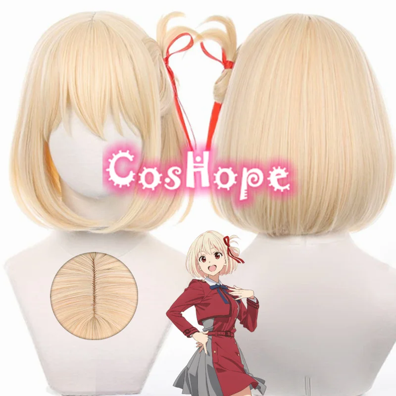 

Парик для косплея Lycoris, термостойкие синтетические короткие волосы из аниме «блонд Боб», с отдачей, nishikier Chisato